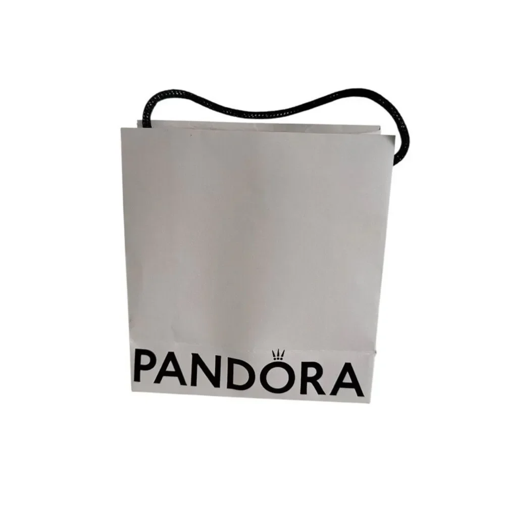 Pandora White Gift Bag with Two White Velvet Drawstring Pouches EUC